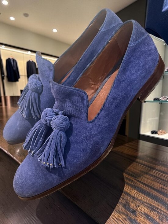 Jimmy Choo Men’s Blue Suede Tassel Loafers – Size 44 main image 4